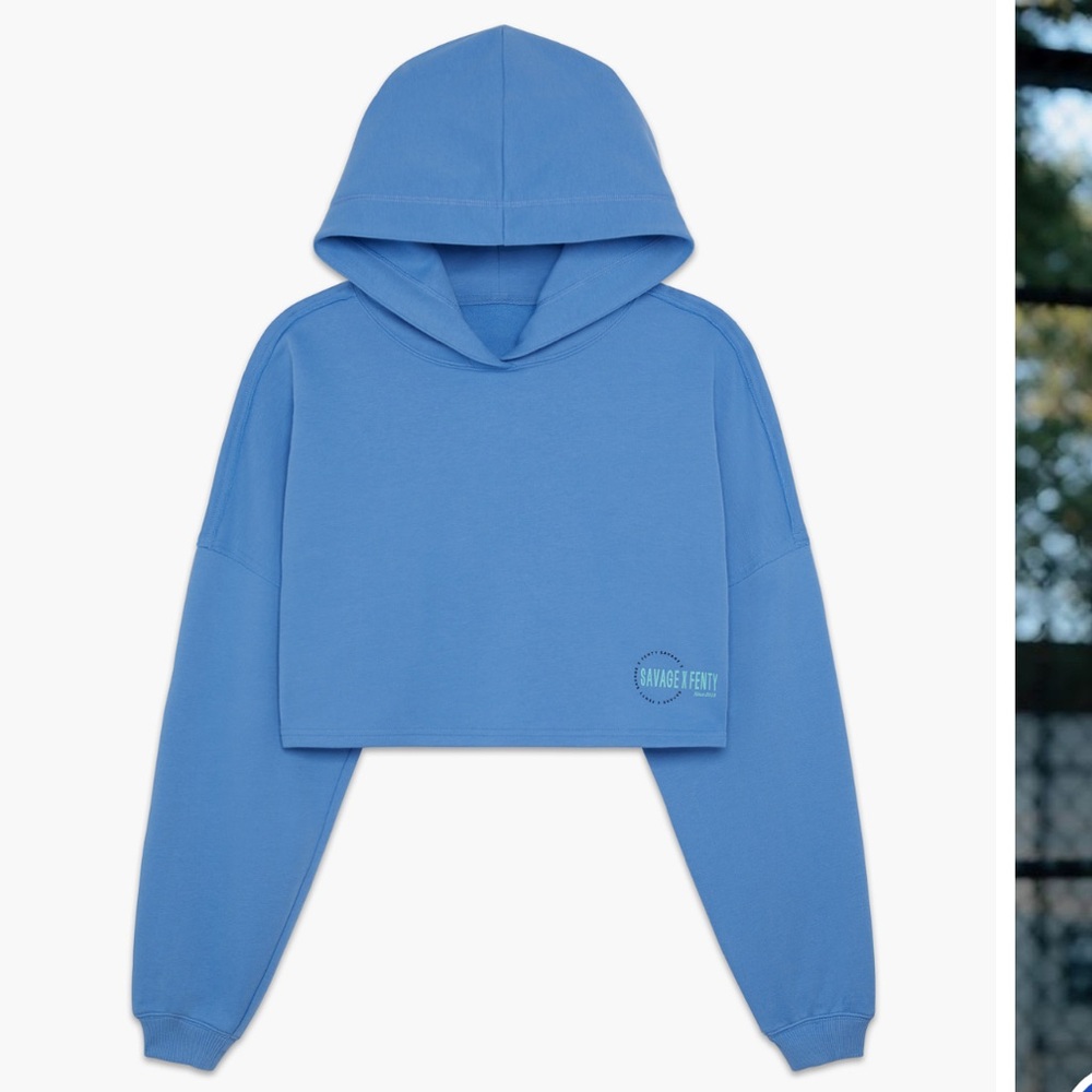 Savage x fenty ESSENTIAL TERRY SCOPE LOGO CROPPED HOODIE